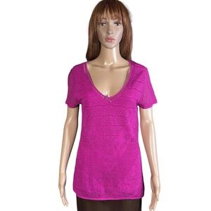 NWT New $195 Catherine Malandrino V-Neck Knit Strawberry Top Size XL